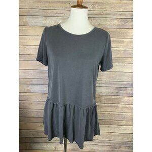 Mote Womens Medium Charcoal Babydoll Top Tie Back